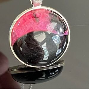 Pink Drusy Pendant with Sterling Silver Rolo Chain